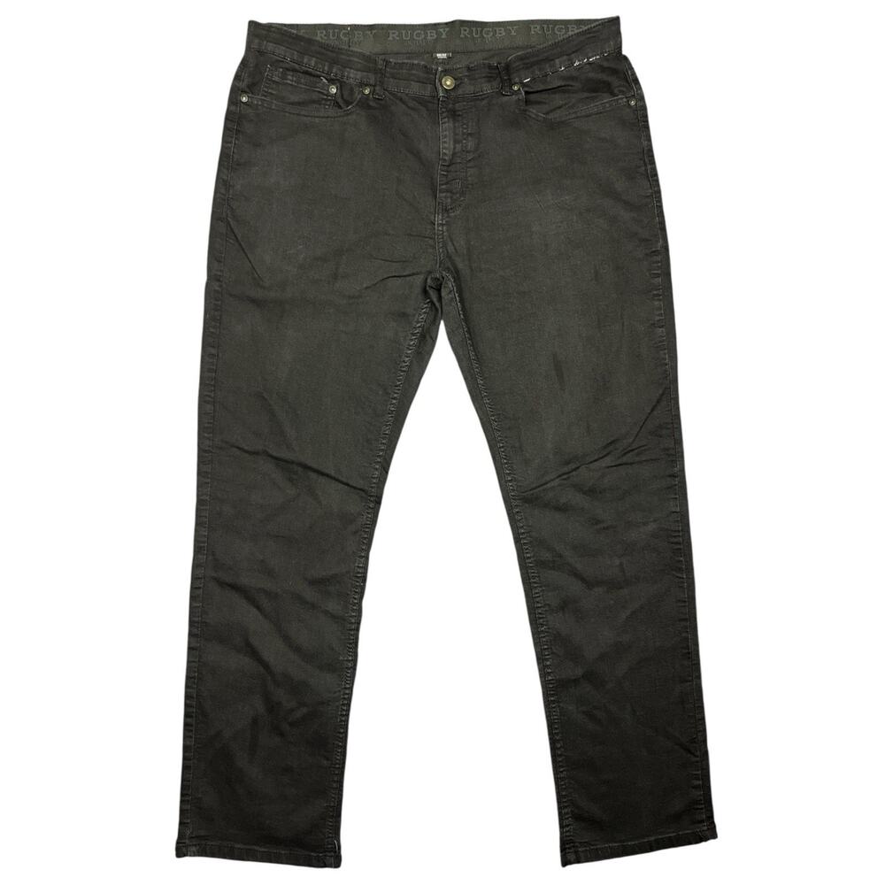 Rugby Men’s Pants 38x32 Black Stretch Chino Casual Straight Leg